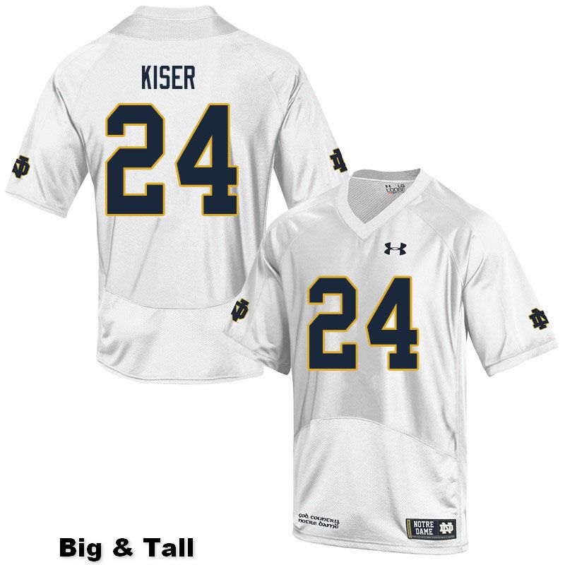 Men's NCAA Notre Dame Fighting Irish #24 Jack Kiser Stitched College Under Armour Authentic White Big & Tall Football Jersey OK10C11WS